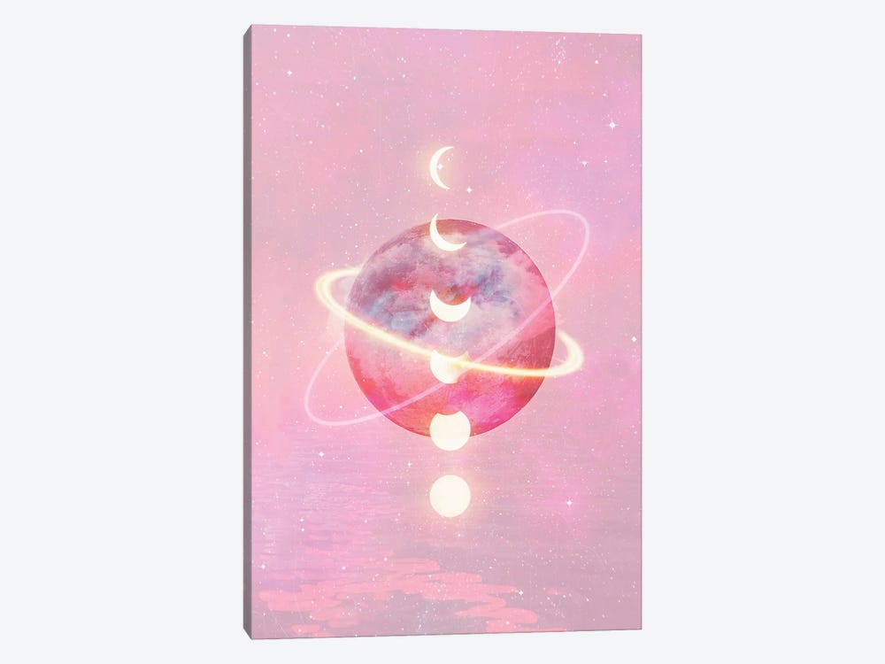 Pink Moon And Planet by Emanuela Carratoni 1-piece Canvas Artwork