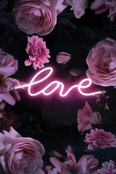 Peonies: Neon Floral Love by Emanuela Carratoni