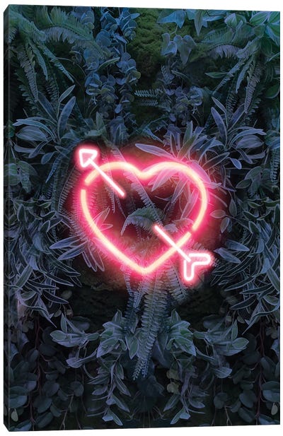 Neon Heart In The Jungle Canvas Art Print - Emanuela Carratoni