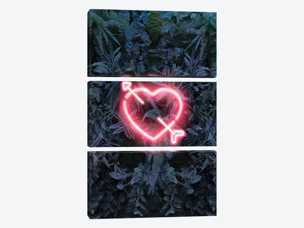 Neon Heart In The Jungle by Emanuela Carratoni 3-piece Canvas Artwork
