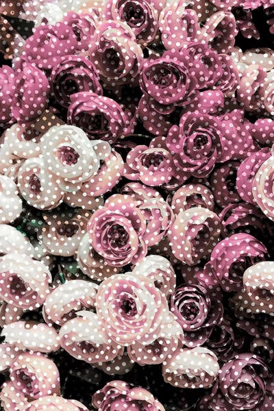 Black & Pink: Flowers With Polka Dots by Emanuela Carratoni