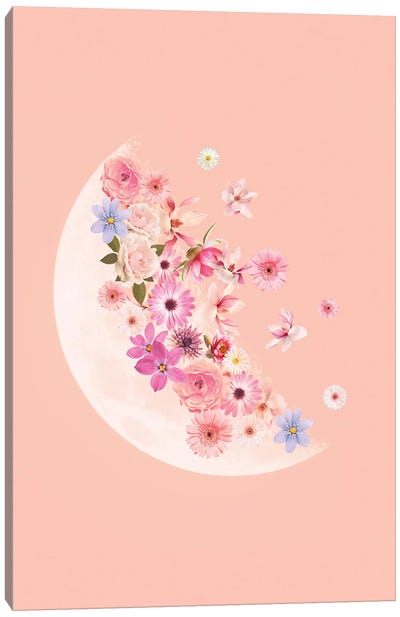 Spring Floral Moon Canvas Art Print - Emanuela Carratoni