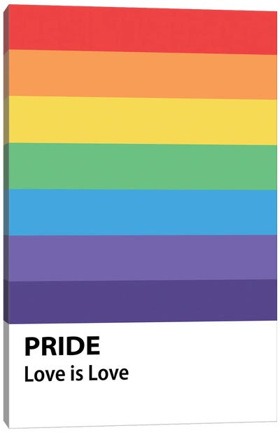 Pride Rainbow Flag Canvas Art Print - Love Typography