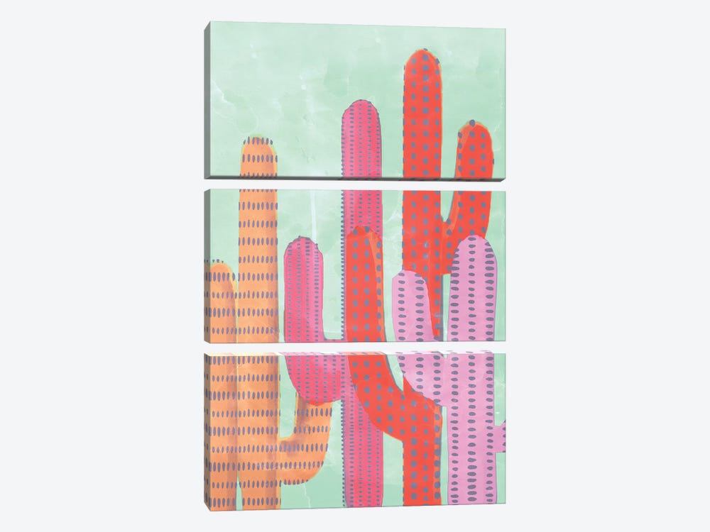 Funny Cactus by Emanuela Carratoni 3-piece Canvas Art Print