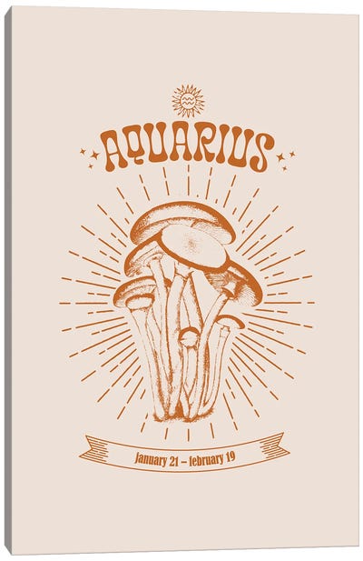 Mushrooms Zodiac Aquarius Canvas Art Print - Mushroom Art