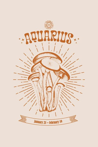 Emanuela Carratoni: Mushrooms Zodiac Aquarius by Emanuela Carratoni