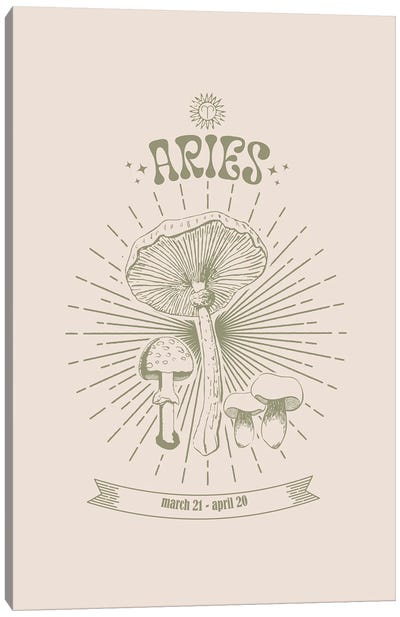 Mushrooms Zodiac Aries Canvas Art Print - Mushroom Art
