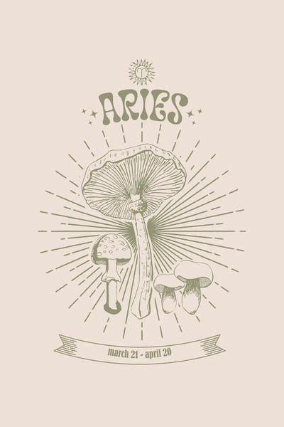 Emanuela Carratoni: Mushrooms Zodiac Aries by Emanuela Carratoni