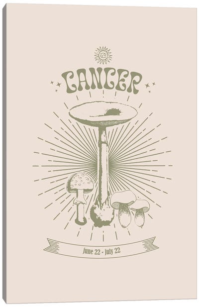Mushrooms Zodiac Cancer Canvas Art Print - Emanuela Carratoni
