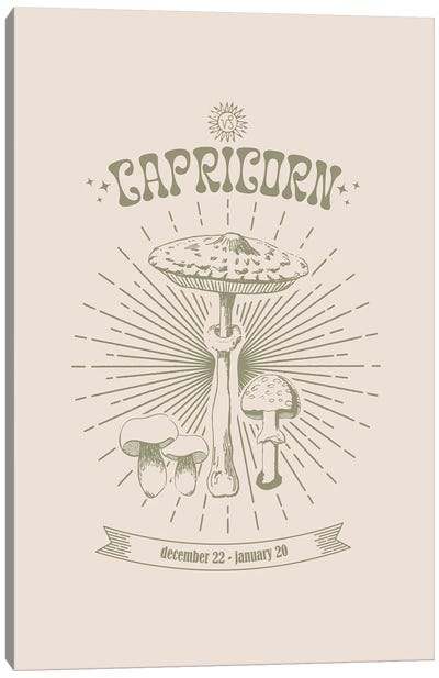 Mushrooms Zodiac Capricorn Canvas Art Print - Emanuela Carratoni