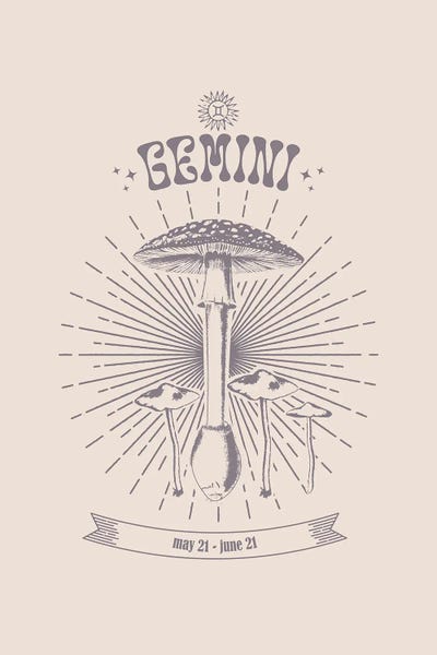Gemini: Mushrooms Zodiac Gemini by Emanuela Carratoni