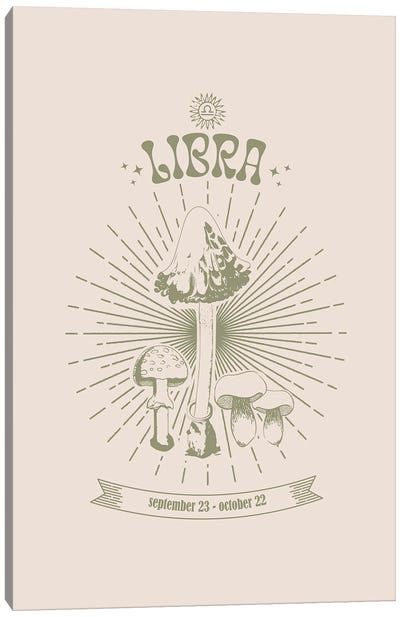 Mushrooms Zodiac Libra Canvas Art Print - Libra Art