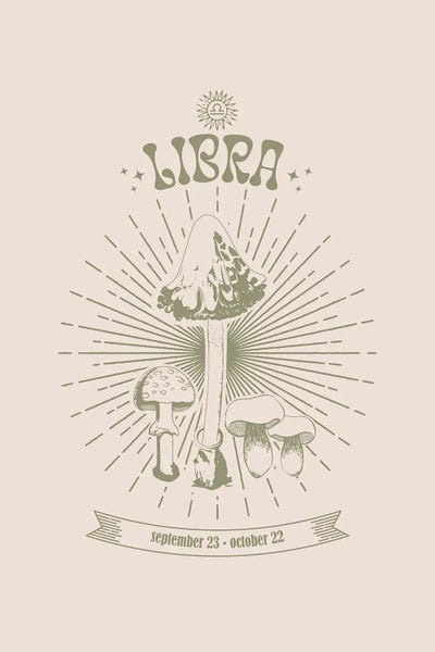 Libra: Mushrooms Zodiac Libra by Emanuela Carratoni