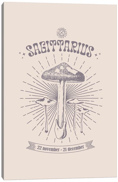 Mushrooms Zodiac Sagittarius Canvas Art Print - Emanuela Carratoni