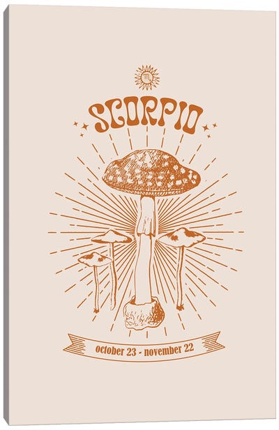 Mushrooms Zodiac Scorpio Canvas Art Print - Scorpio Art