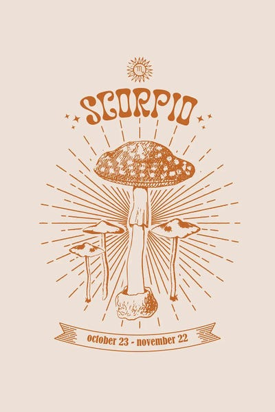 Scorpio: Mushrooms Zodiac Scorpio by Emanuela Carratoni