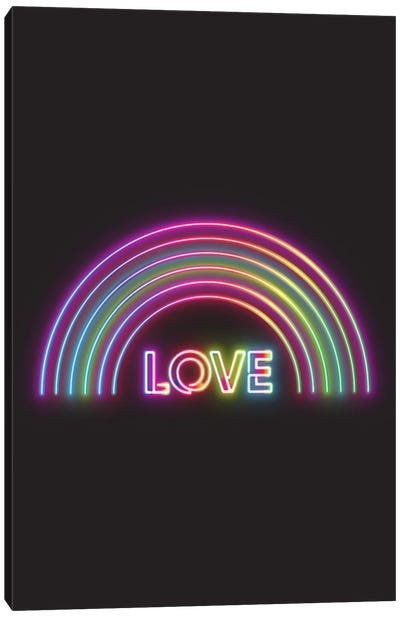 Neon Rainbow Love Canvas Art Print - Emanuela Carratoni