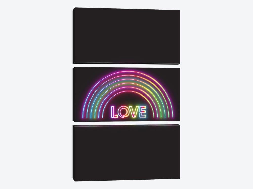 Neon Rainbow Love by Emanuela Carratoni 3-piece Canvas Art Print