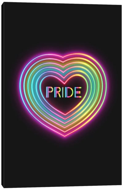 Neon Pride Heart Canvas Art Print - Emanuela Carratoni