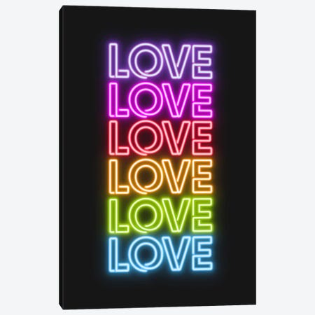 Love Love Love Love Neon Canvas Print #CTI389} by Emanuela Carratoni Canvas Artwork