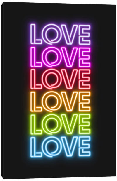 Love Love Love Love Neon Canvas Art Print - Emanuela Carratoni