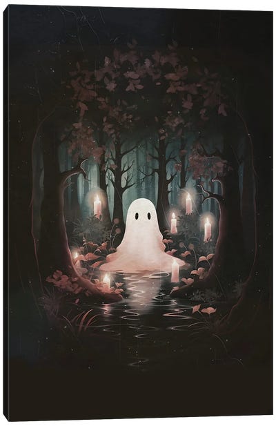 Ghost And Candles Canvas Art Print - Ghost Art