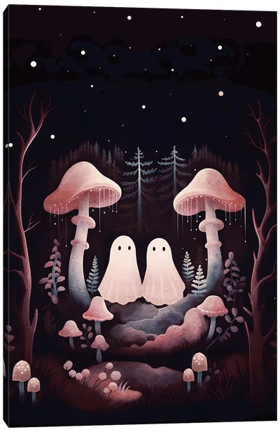 Mushroom Twin Ghosts Canvas Art Print - Ghost Art