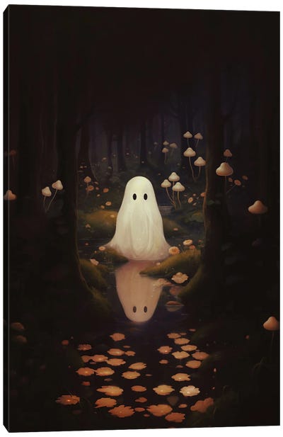 Mushrooms Ghost Canvas Art Print - Emanuela Carratoni
