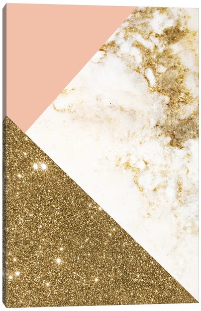 Gold Marble Collage Canvas Art Print - Glam Bedroom Art