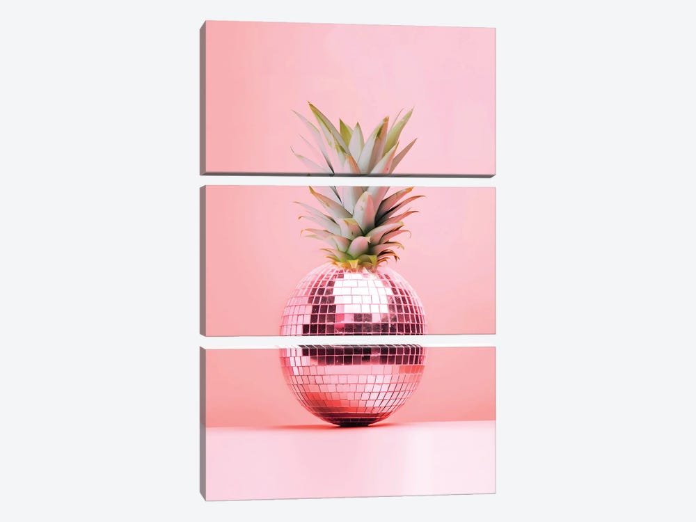 Peach Fuzz Pineapple by Emanuela Carratoni 3-piece Canvas Print