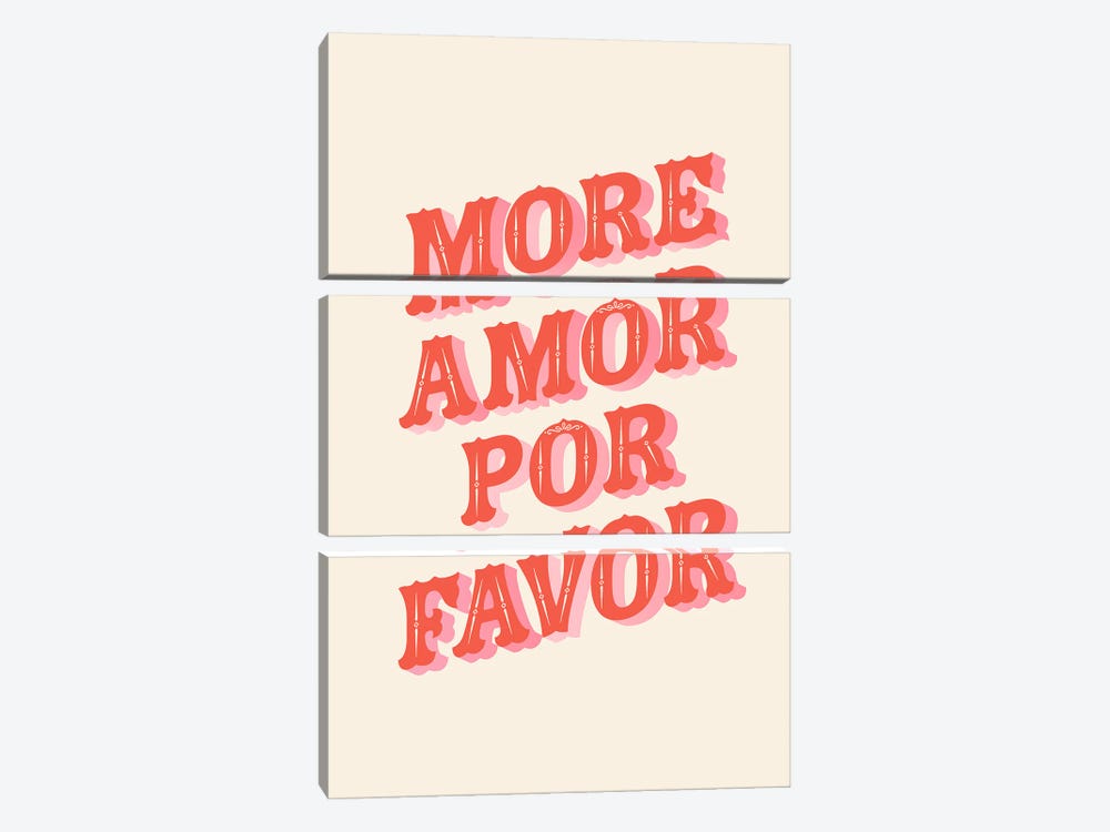 More Amor Por Favor by Emanuela Carratoni 3-piece Canvas Wall Art