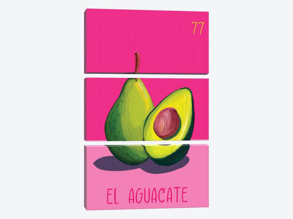 El Aguacate The Avocado by Emanuela Carratoni 3-piece Canvas Print