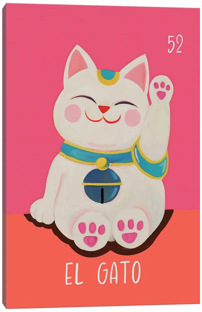 El Gato The Cat Canvas Art Print - Animal Typography