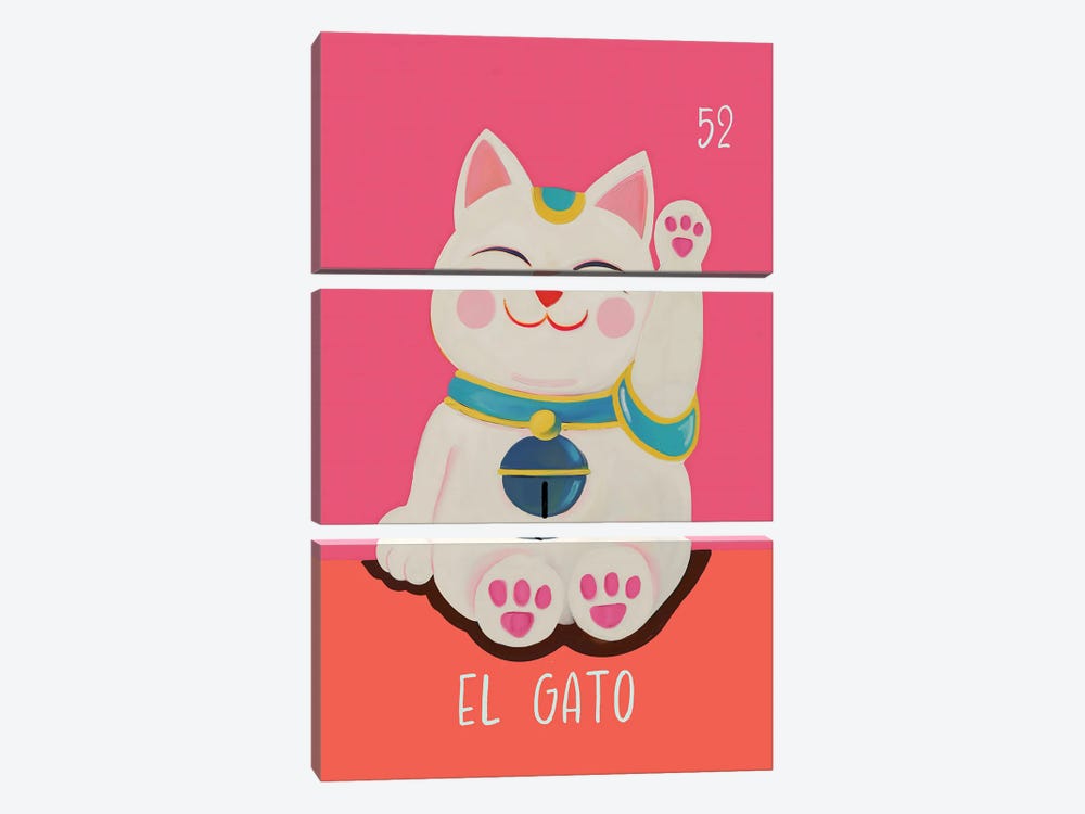 El Gato The Cat by Emanuela Carratoni 3-piece Canvas Wall Art