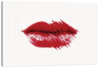 Kiss Me Baby Canvas Art Print - Black, White & Red Art