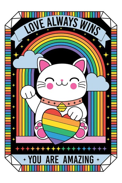 LGBTQ: Fortune Cat With Rainbow by Emanuela Carratoni