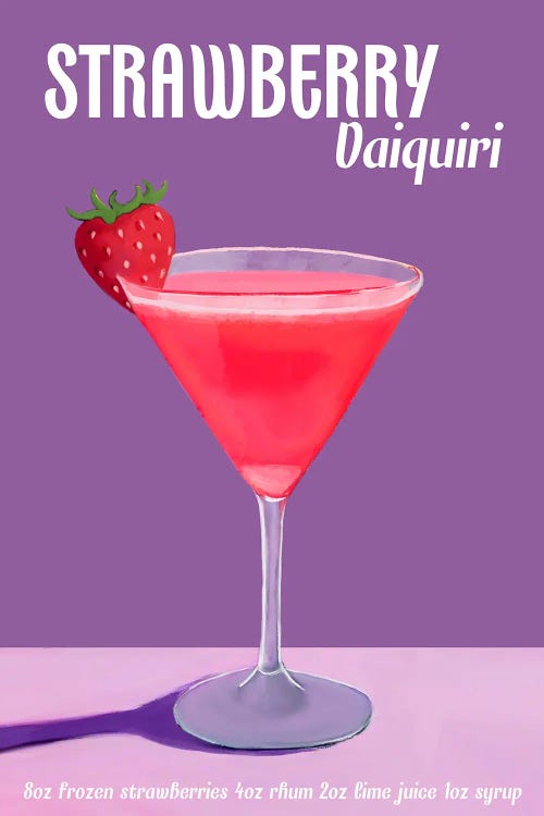 Strawberry Daiquiri Cocktail by Emanuela Carratoni wall art