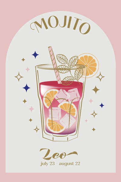 Mojito: Mojito Cocktail Zodiac Sign by Emanuela Carratoni
