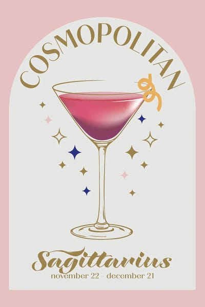 Cosmopolitan: Cosmopolitan Cocktail Zodiac Sign by Emanuela Carratoni