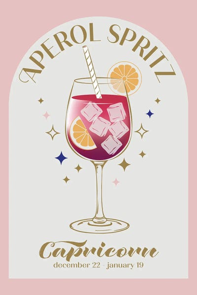 Aperol Spritz: Aperol Spritz Cocktail Zodiac Sign by Emanuela Carratoni