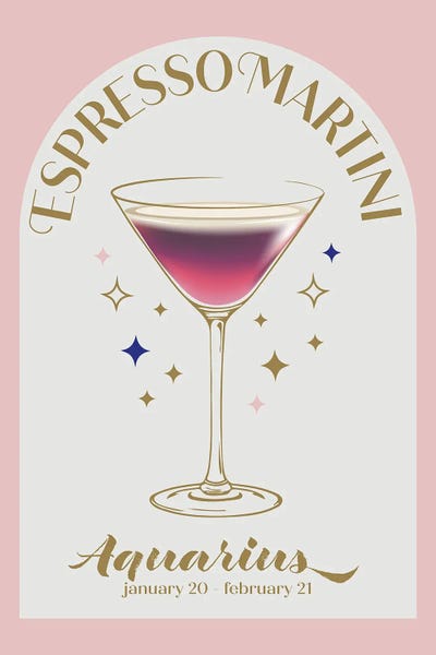 Martini: Espresso Martini Cocktail Zodiac Sign by Emanuela Carratoni