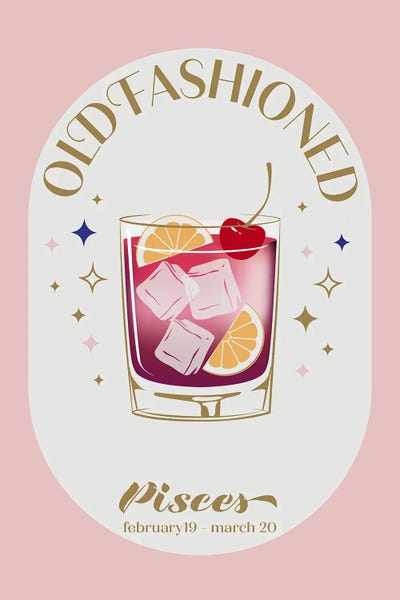 Old Fashioned: Old Fashioned Cocktail Zodiac Sign by Emanuela Carratoni