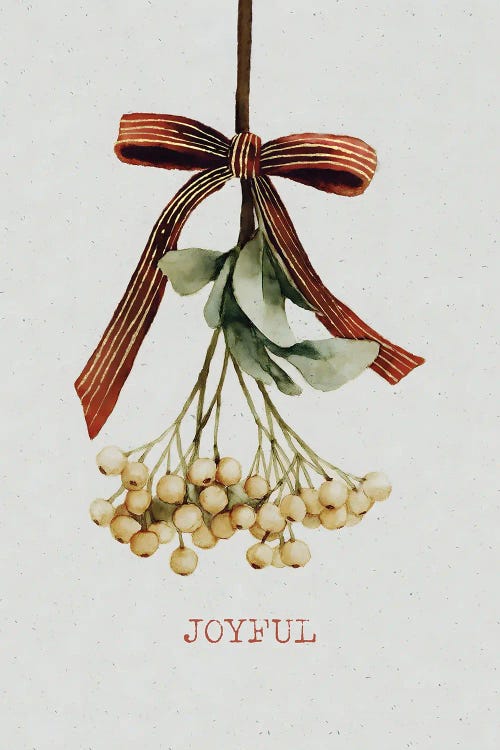 Joyful Red Golden Bow Mistletoe