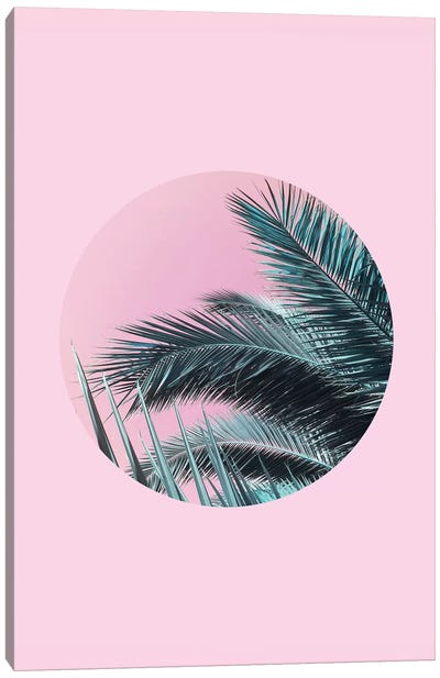 Palms On Pink Canvas Art Print - Greenery