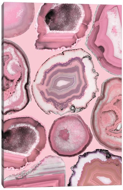 Pink Agates Canvas Art Print - Agate, Geode & Mineral Art