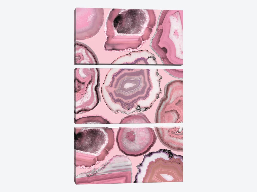 Pink Agates by Emanuela Carratoni 3-piece Canvas Wall Art