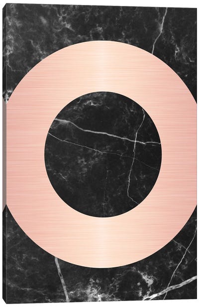Pink Circle On Marble Canvas Art Print - Rose Gold Art