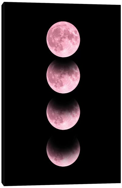 Pink Moon Canvas Art Print - Black & Pink Art