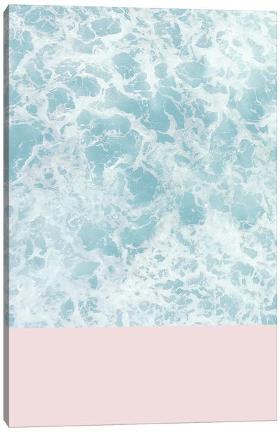Pink On The Sea Canvas Art Print - Minimalist Bathroom Art