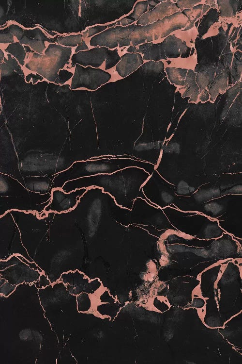 Rose Gold On Black Marble